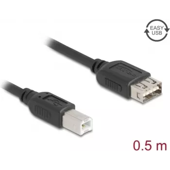 USB 2.0 kaapeli DELOCK 81529, USB B – USB A, 0,5 m, musta