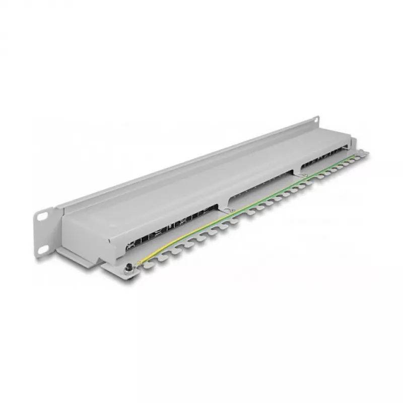 DeLOCK 19 tuuman kytkentäpaneeli 16 port Cat.6A 1HE harmaa metalli rack
