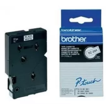 Brother Gloss Laminated Labelling Tape - 12 mm, musta/valkoinen, 10 kpl:n pakkaus merkintänauha TC