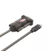 Unitek Y-1105K USB-C–RS-232-sovitin, 1,5 m, musta