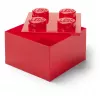 LEGO Storage Brick 4 säilytyslaatikko kannella, läpikuultava punainen