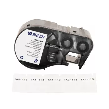 Brady, M4-48-427, itselaminoituva vinyyli, valkoinen/läpinäkyvä, 19,05 x 9,53(25,40) mm, pysyvä, kaapelin halkaisijalle 2,70 – 5,10 mm (200 kpl) (170752)