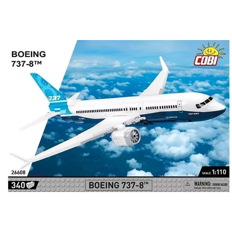 Rakennussarja Cobi Boeing 737-8 — 340 osaa, suositeltu ikä 7+, sininen ja valkoinen