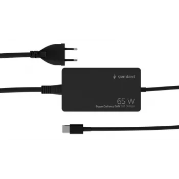 Cablexpert NPA-AC-PDQC65-01 65 W PowerDelivery GaN USB Type-C -pikalaturi, musta | Cablexpert
