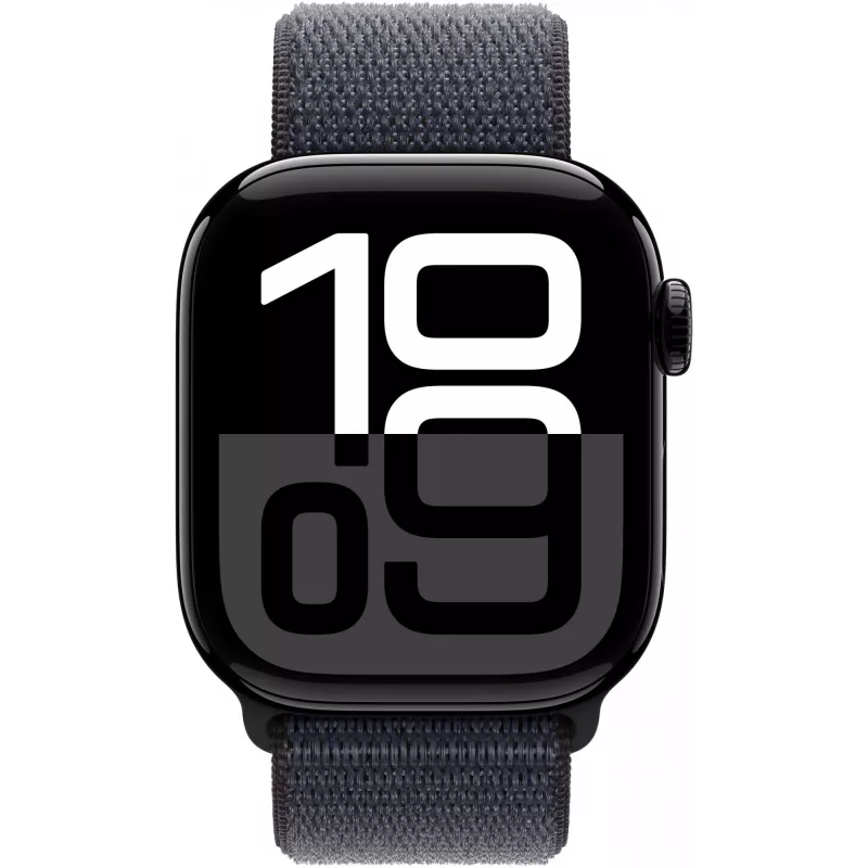 Apple Watch Series 10 GPS 42 mm Jet Black -alumiinikuori ja Ink Sport Loop -ranneke