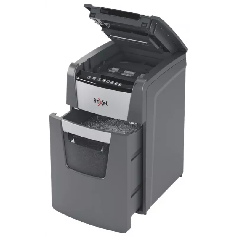Rexel Optimum AutoFeed+ 130X asiakirjasilppuri ristileikkaus 55 dB 22 cm musta, hopea