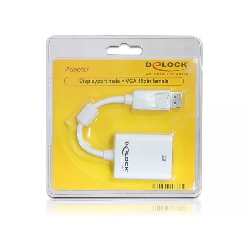 Videokaapelisovitin DeLOCK 61766 0,125 m VGA DisplayPort valkoinen