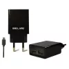 Matkalaturi Beline Beli0011 — 2×USB-liitäntää, microUSB-kaapeli, 2A lähtö, musta