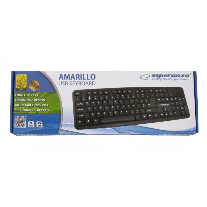 Langallinen näppäimistö ESPERANZA EK134 Full-Size 100 % USB, musta, 1,45 m kaapeli