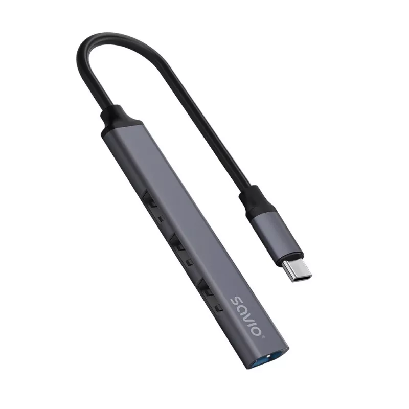 USB 3.0 4-porttinen USB-keskitin SAVIO AK-71 USB-C isännällä, 5000 Mbit/s, 2 vuoden takuu