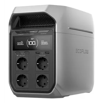 Kannettava voima-asema EcoFlow DELTA 3 Plus — LiFePO4 1024 Wh, 1800 W, 4 AC-pistorasiaa, 12,5 kg