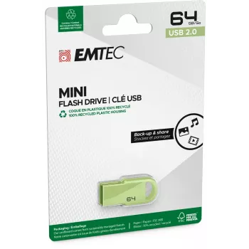 Emtec D250 Mini USB 2.0 -muistitikku 64 GB, vihreä