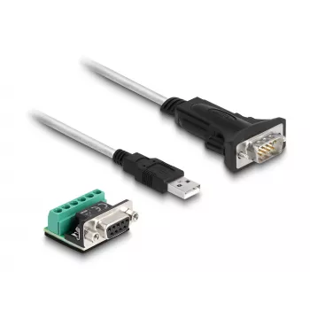 DeLOCK 63465 sarjakaapeli musta läpinäkyvä 1,8 m USB Type-A DB-9