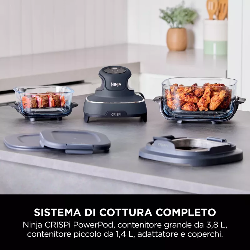 Ninja CRISPi Single 3,8 L 1700 W kiertoilmakypsennin sininen, harmaa, läpinäkyvä