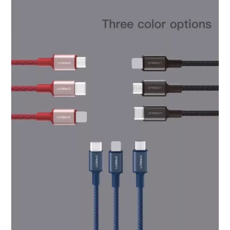 USB-kaapeli Orsen S9M A–Micro USB 2.1A 1 m musta