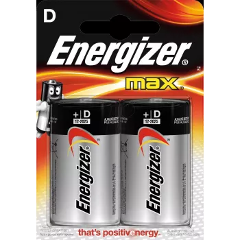 Kertakäyttöparisto Energizer MAX D alkaline 1,5 V, koko D, 2 kpl, sylinterimäinen, 139 g, 10 vuoden säilyvyys