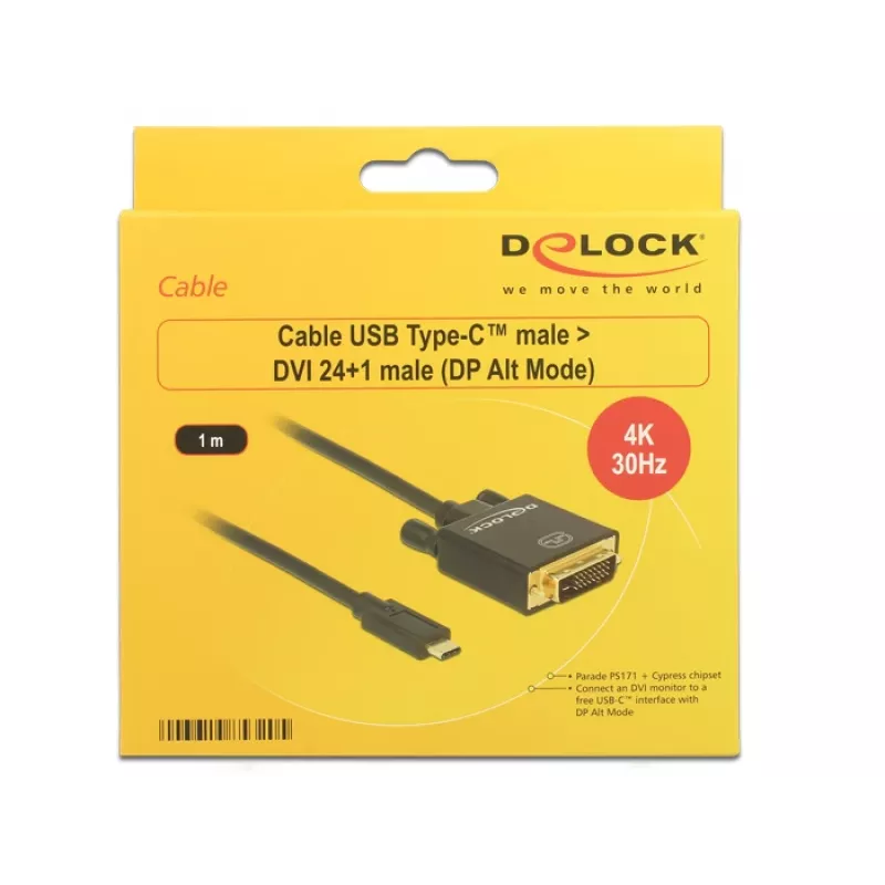 USB-C - DVI -adapteri DeLOCK 1 m 85320