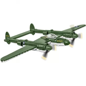 COBI Lockheed P-38 Lightning. Tuotetyyppi: rakennuspalikat, suositeltu vähimmäisikä: 7 vuotta, aihe: asevoimat, osien määrä: 332 kpl.