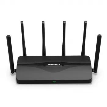 Pöytäreititin MERCUSYS MR47BE — tri-band Wi-Fi 7 (2,4/5/6 GHz), 9300 Mbit/s, 3× RJ-45, 2,5GbE, 6 ulkoista antennia