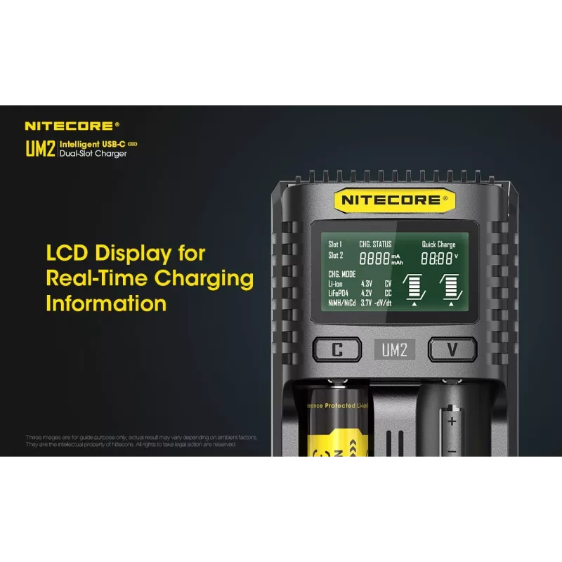 Nitecore UM2 akkulaturi kotitalousparisto DC litiumioni nikkelikadmium