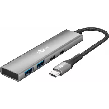 Goobay Slim 4-porttinen USB-keskitin USB-C - USB-A 5 Gbit/s - Plug USB 3.2 (76563)