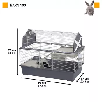 Ferplast Barn 100 -häkki kaneille ja marsuille, metalli/muovi, 960×570×730 mm, taupe/valkoinen