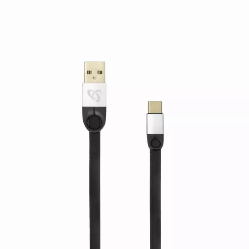 Sbox USB 2.0-Type-C/2.4A musta/hopea 1,5 m