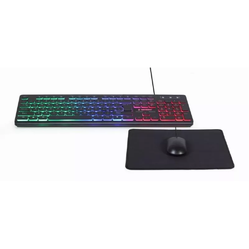 Kaapelillinen Full-Size-näppäimistö hiirellä Gembird KBS-UML-01 — USB, QWERTY US, 104 painiketta, musta