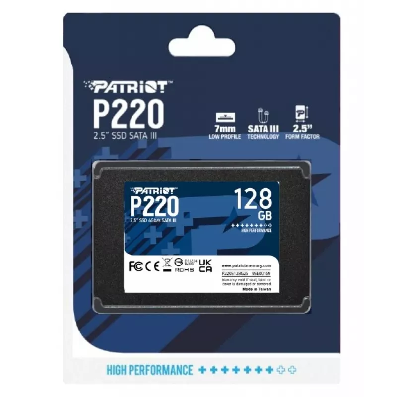2,5 Patriot P220 128 GB (musta, SATA III 6 Gb/s, 2,5)