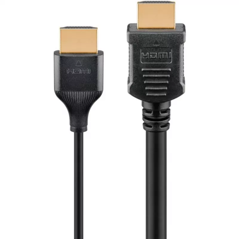 Goobay 75296 Slim High Speed -HDMI-kaapeli Ethernetillä, 4K@60Hz, HDMI 2.0, uros–uros, 5 m, musta