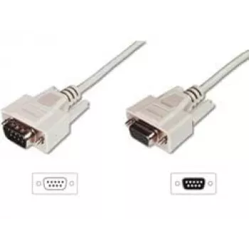 Digitus ASSMANN - sarjaportin jatkokaapeli - DB-9 (uros) - DB-9 (naaras) - 3 m - muotoiltu, siipiruuvit - beige (AK-610203-030-E)