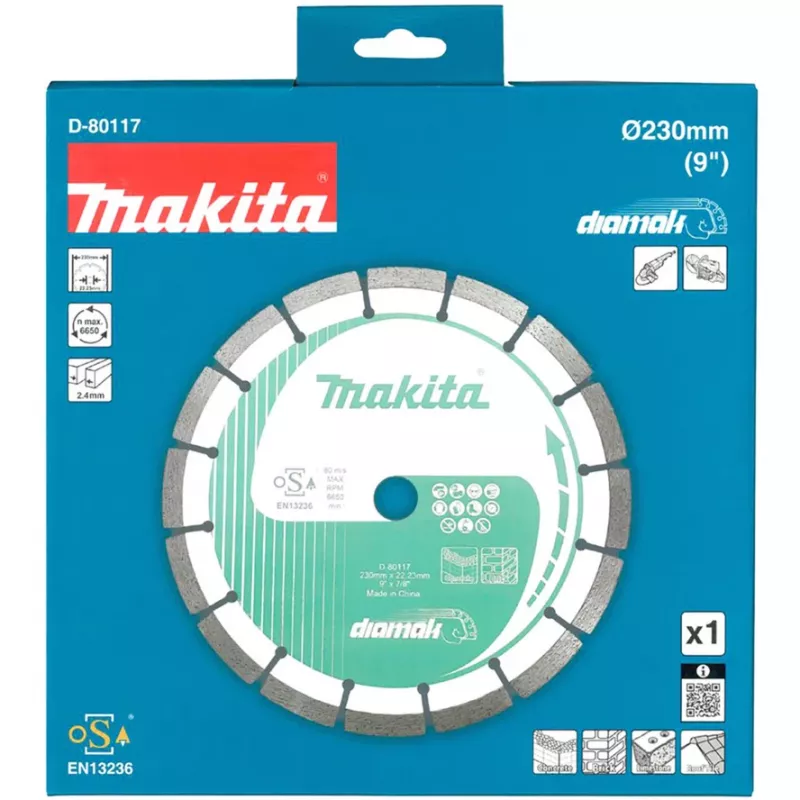 Timanttikatkaisulaikka Makita D-80117 leikkaamiseen, 230x22,23 mm
