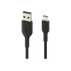 Punottu USB-C - USB-A -kaapeli 15 cm musta