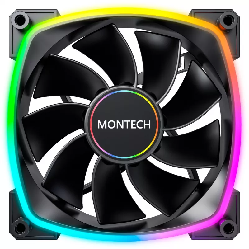 MONTECH RX140 PWM 140 mm ARGB Reverse-Blade-kotelotuuletin - musta