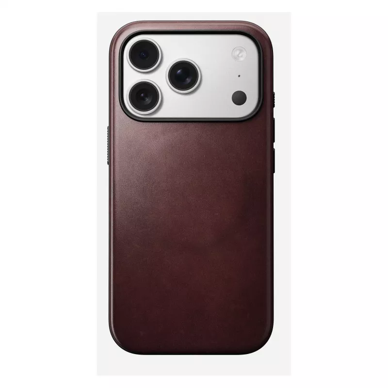 Nomad Modern Leather Case -puhelinkotelo iPhone 17 Pro, nahka + TPU + PC, sopii 16 cm (6,3 inch) näytölle, Bordeaux