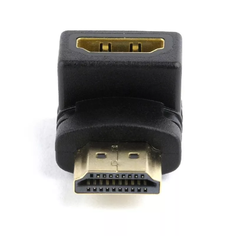 HDMI-sovitin GEMBIRD A-HDMI90-FML, HDMI–HDMI, 90° kulmasovitin, musta