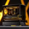 Tietokonekotelo Jonsbo D200 midi-tower mATX karkaistu lasi mini temp -näyttö musta