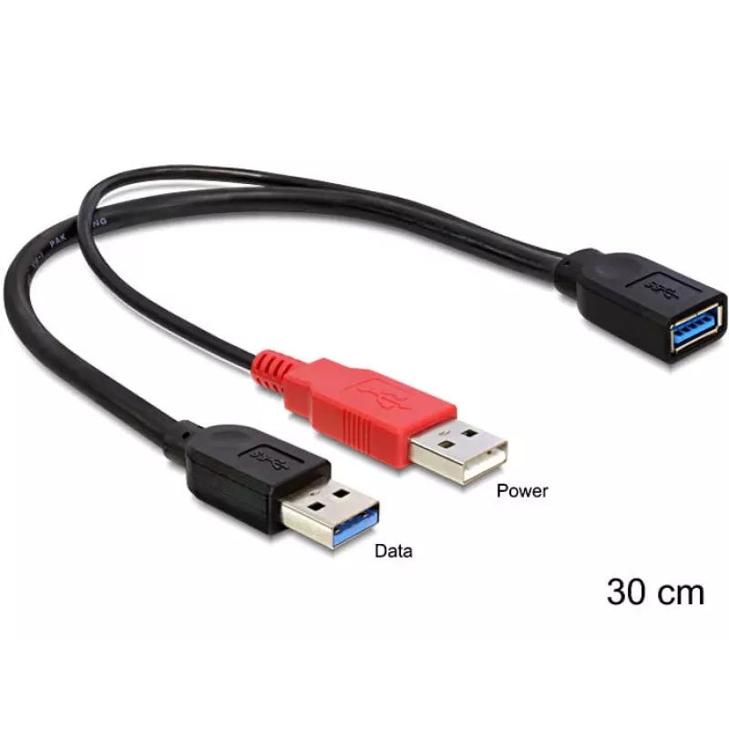 DeLOCK 83176 USB-kaapeli USB 3.2 Gen 1 0,3 m USB A – 2 x USB A