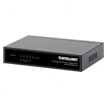Gigabit 5xPoE Passthrough -kytkin, virransyöttö PoE tai AC, 68W