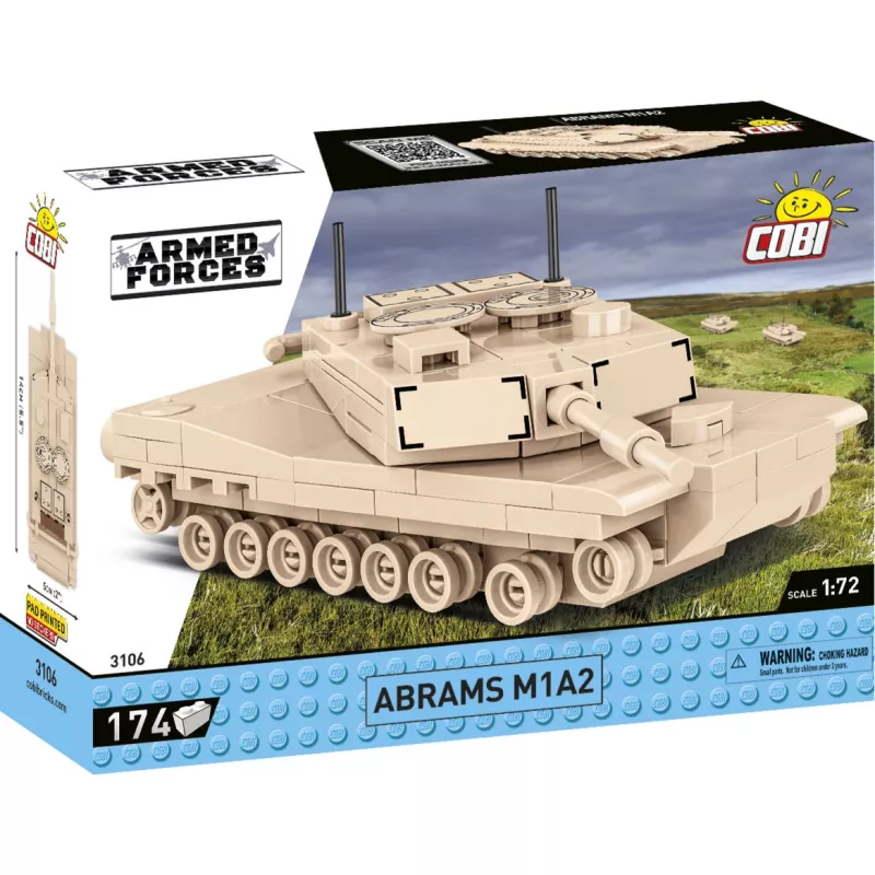 Rakennussarja Cobi Abrams M1A2 — 174 osaa, suositeltu ikä 6+, beige