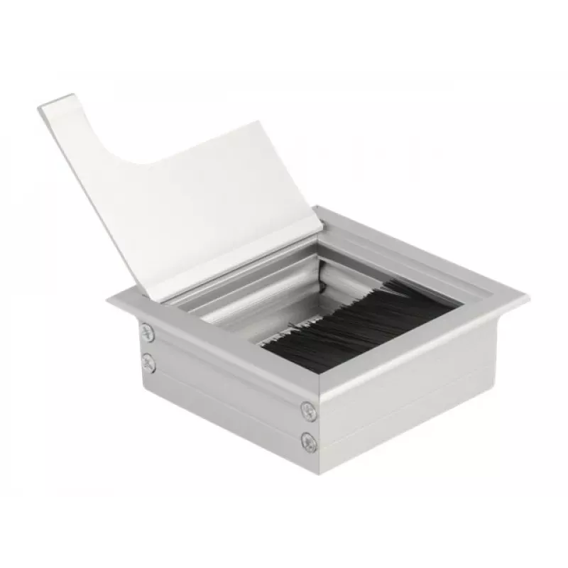 DeLOCK kaapeliläpivienti pöytäasennukseen harjalla 80x80x28mm hopea