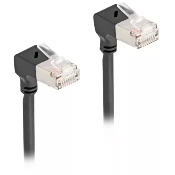 DeLOCK RJ45 verkkokaapeli Cat.6A S/FTP ohut 90° alaspäin 2 m musta