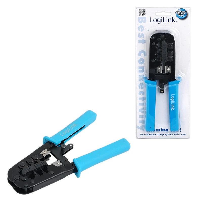 LogiLink WZ0019 monimoduulinen puristustyökalu, 8P/6P/4P, musta/sininen