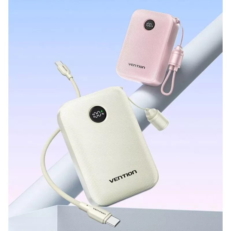 Powerbank Vention 20000mAh 22,5W – 2× USB-C, 1× USB-A, beige
