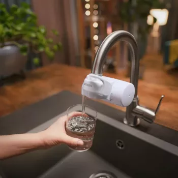 Vesihanasuodatin BRITA ON TAP V CU CE2 (1052067) — 4-vaiheinen, 600 L kapasiteetti, 3 tilaa, 5 sovitinta, valkoinen