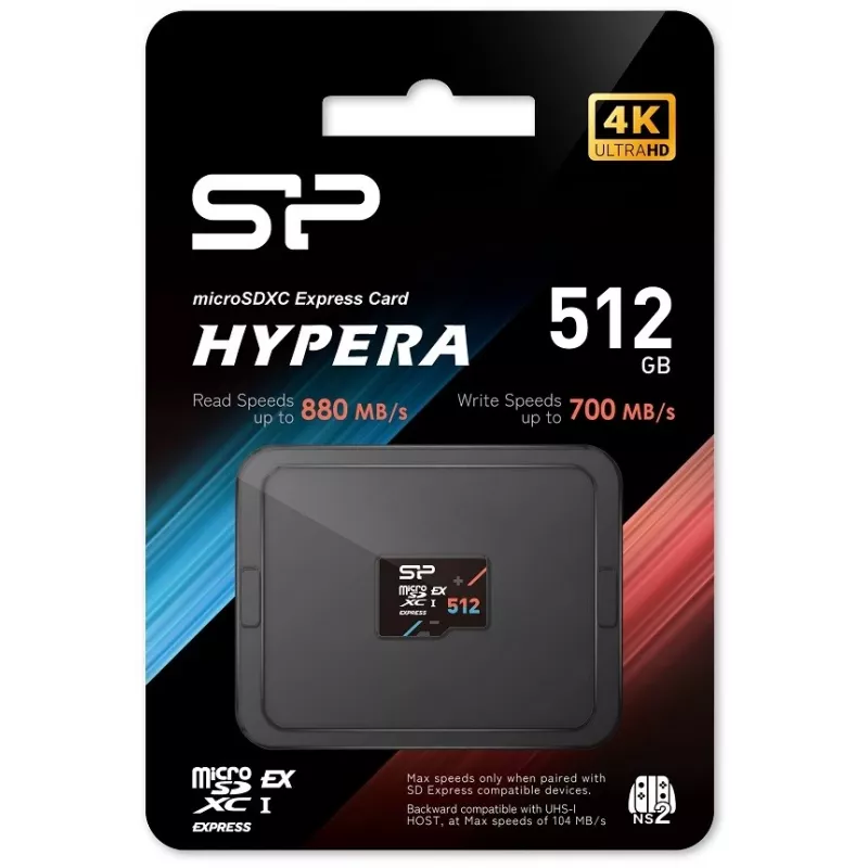 microSDXC-muistikortti Silicon Power Hypera microSDXC Express 512 GB — UHS-I U3, V30, A1, Class 10