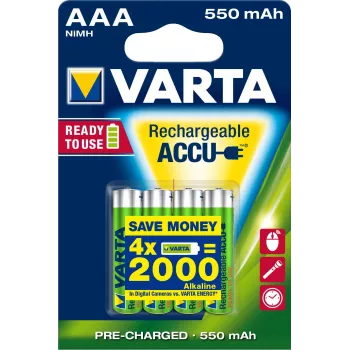 Uudelleenladattava akku Varta Ready2Use HR03 AAA 4 kpl