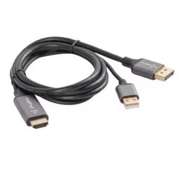 HDMI(M)->DISPLAYPORT(M)-KAAPELI 1M 4K MUSTA LANBERG