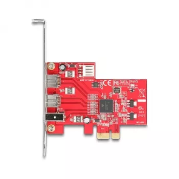 DeLOCK 90738 PCIe Firewire -sovitin sisäinen IEEE 1394 punainen