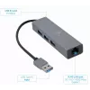Gembird A-AMU3-LAN-01 USB-A–Gigabit LAN -sovitin 3-porttisella USB 3.0 -keskittimellä, musta